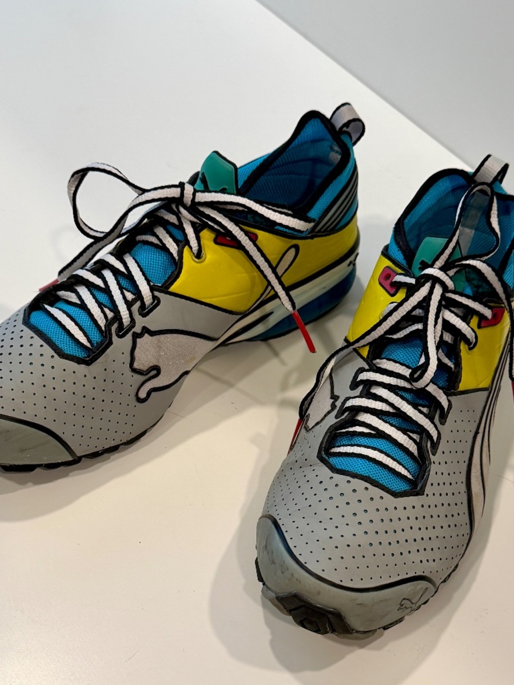 PUMA CELL Toori Run Comic Graphic Retro Running Shoes Yellow Blue Grey
